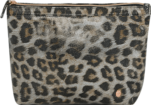 Kosmetiktasche braun/grau mit Leopardenmuster manòu