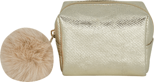 Kosmetiktasche gold schimmernd mini mit Bommel manòu