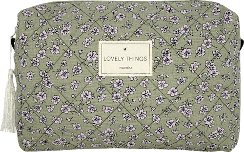 Kulturbeutel grün mit Blumen-Muster "Lovely Things" manòu