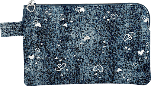 Kosmetiktasche Jeans mit Herzen silber Soapland