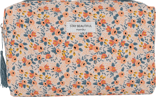 Toiletttasche korallfarben mit Blümchenmuster keine Marke