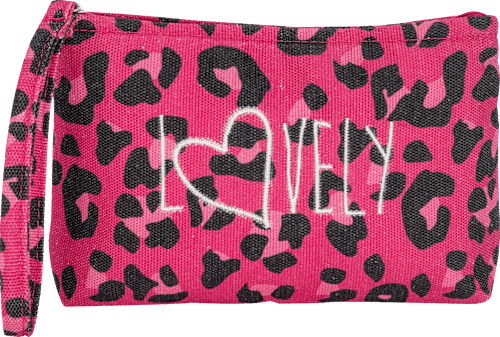 Kulturbeutel pink klein mit Leomuster manòu