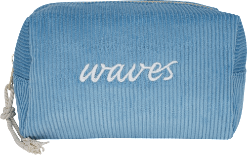 Kosmetiktasche Cordoptik hellblau "waves" Soapland