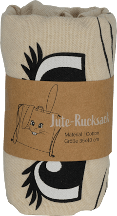Juterucksack mit Hasenohren, beige-schwarz Soapland