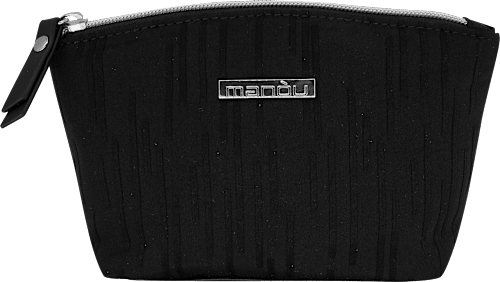 Kosmetiktasche schwarz mit Strichmuster manòu