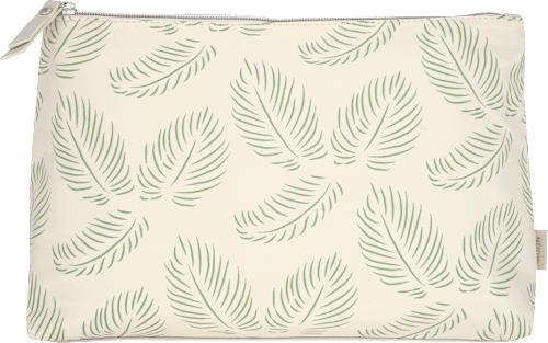 Kulturbeutel beige mit Palmenmotiv manòu