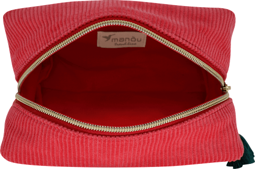 Kosmetiktasche hellrot in Cordoptik manòu