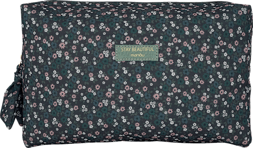 Kosmetiktasche grün / rosa / creme mit Blumenmuster „Stay Beautiful“ manòu