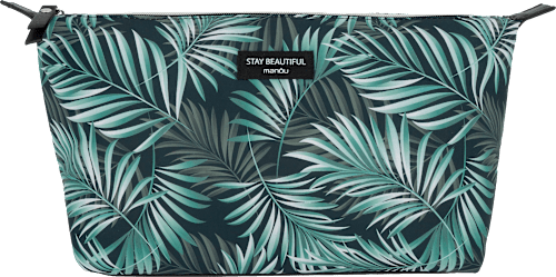 Kosmetiktasche dunkelblau mit Palmenblätter keine Marke