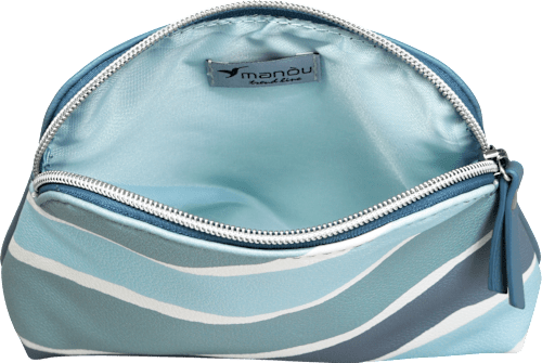 Kosmetiktasche blau grün weiß gemustert keine Marke