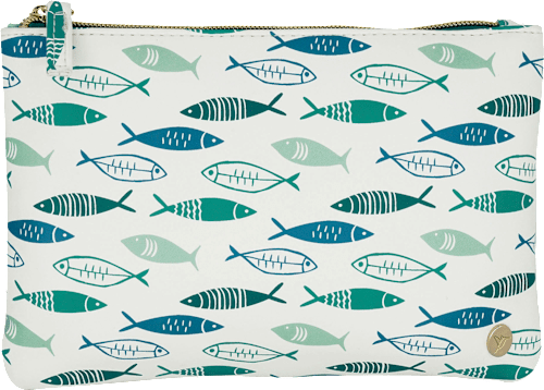 Schminktasche weiß mit Fischen keine Marke