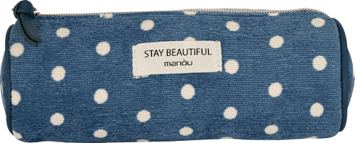 Schminktasche Stay Beautiful blau mit weißen Pünktchen keine Marke