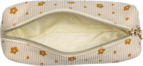 Schminktasche beige braun mit Blumenmuster keine Marke
