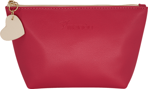 Kosmetiktasche rot mit Herz-Anhänger manòu