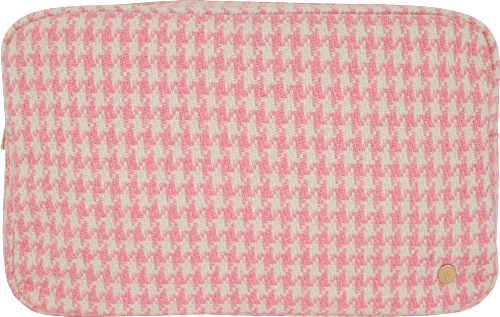 Kosmetiktasche pink mit Glitzer und Hahnentrittmuster manòu