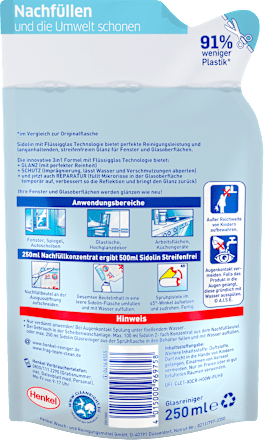 Glasreiniger Cristal 3in1 Konzentrat Nachfüllpack Sidolin