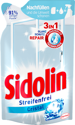 Glasreiniger Cristal 3in1 Konzentrat Nachfüllpack Sidolin