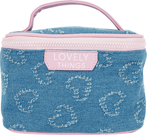 Kossmetikkoffer Jeans mit rosa Herzen "Lovely Things" Soapland