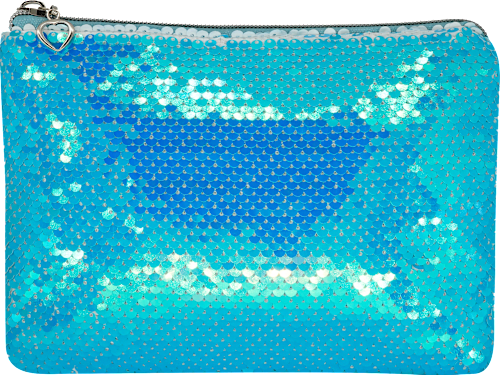 Kosmetiktasche blau mit Pailetten  manòu