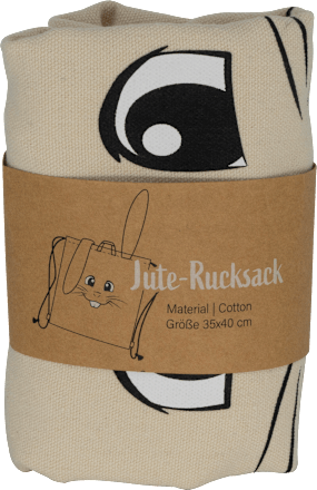 Juterucksack mit Hasenohren, beige-schwarz Soapland