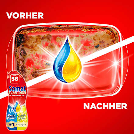 Spülmaschinen Reiniger Excellence Duo Power Gel Zitrone & Limette 58 Spülgänge Somat