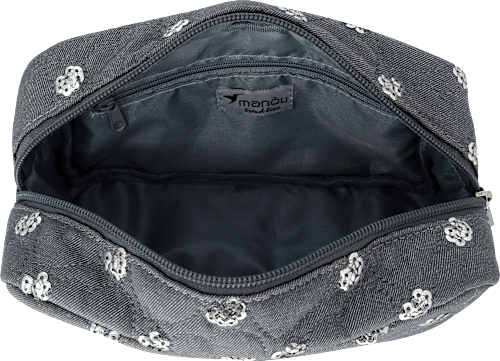 Kosmetiktasche grau Herzen & Pailetten Soapland