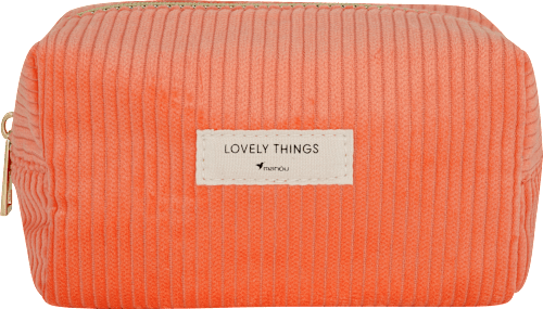 Kosmetiktasche orange mit Kord-Muster manòu