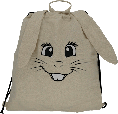 Juterucksack mit Hasenohren, beige-schwarz Soapland