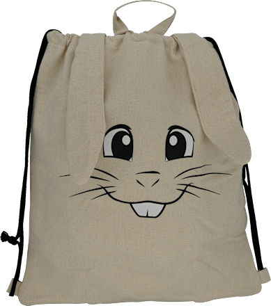 Juterucksack mit Hasenohren, beige-schwarz Soapland