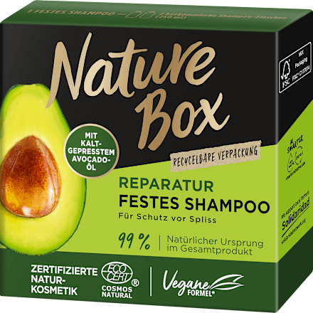 Festes Shampoo Reparatur Avocadoöl Nature Box