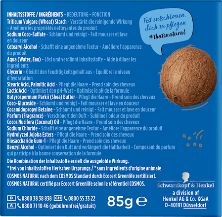 Festes Shampoo Feuchtigkeit Kokosnussöl Nature Box