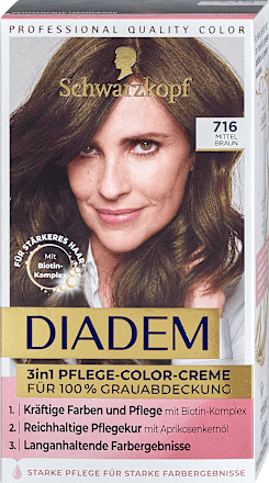 Seiden-Color-Creme dauerhafte Haarfarbe - Nr. 716 Mittelbraun Schwarzkopf DIADEM