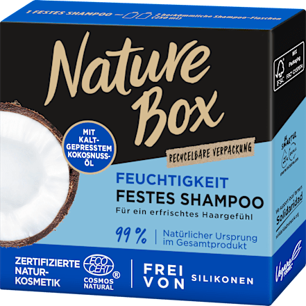 Festes Shampoo Feuchtigkeit Kokosnussöl Nature Box