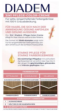 3in1 Pflege-Color-Creme dauerhafte Haarfarbe - Nr. 717 Hellbraun Schwarzkopf DIADEM