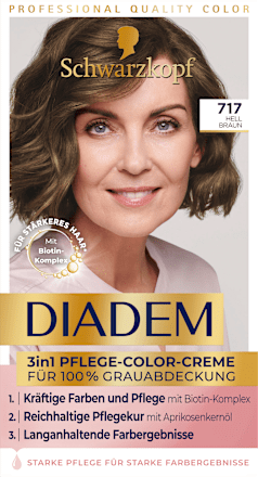 3in1 Pflege-Color-Creme dauerhafte Haarfarbe - Nr. 717 Hellbraun Schwarzkopf DIADEM