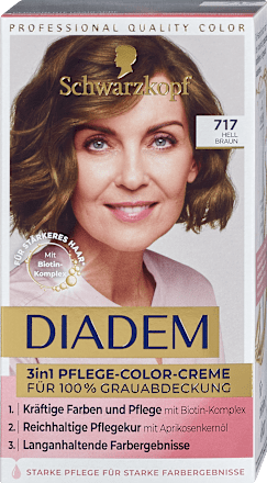 3in1 Pflege-Color-Creme dauerhafte Haarfarbe - Nr. 717 Hellbraun Schwarzkopf DIADEM