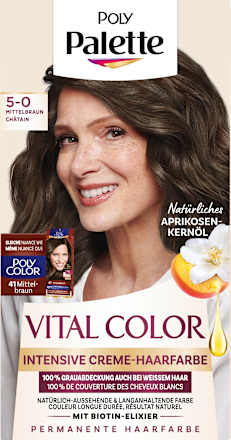 VITAL COLOR Creme Haarfarbe – Nr. 5-0 Mittelbraun Palette Intensive Color Creme