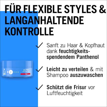 Haargel ULTRA Styling Wax Halt 2 Schwarzkopf taft