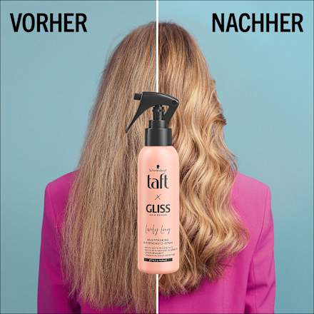 Hitzeschutzspray taft x Gliss Lovely Long Schwarzkopf taft