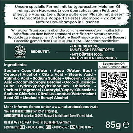 Festes Shampoo mit kaltgepresstem Melonen-Öl Nature Box