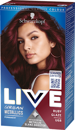 Haarfarbe Urban Metallics, U68 Ruby Glaze Schwarzkopf LIVE