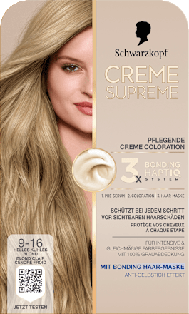 Dauerhafte Coloration Creme Supreme - Nr. 9-16 Helles kühles Blond Schwarzkopf CREME SUPREME