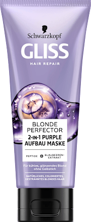 Haarkur Blonde Perfector, 2-in-1 Purple Aufbau Maske Schwarzkopf GLISS