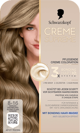 Dauerhafte Coloration Creme Supreme - Nr. 8-16 Kühles Aschblond Schwarzkopf CREME SUPREME