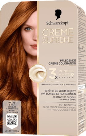 Haarfarbe 7-7 Dunkles Kupferblond Schwarzkopf CREME SUPREME