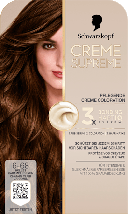 Dauerhafte Coloration Creme Supreme - Nr. 6-68 Helles Karamellbraun Schwarzkopf CREME SUPREME