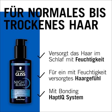 Haarkur Night Elixier Aqua Revive Schwarzkopf GLISS