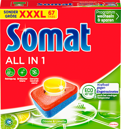 Spülmaschinen-Tabs All-in-1 Zitrone & Limette Somat