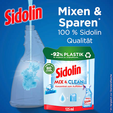 Glasreiniger Mix&Clean Cristal Nachfüllpack-Konzentrat  Sidolin