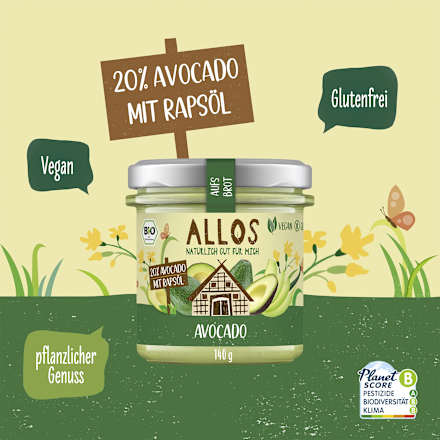 Brotaufstrich aufs Brot Avocado ALLOS
